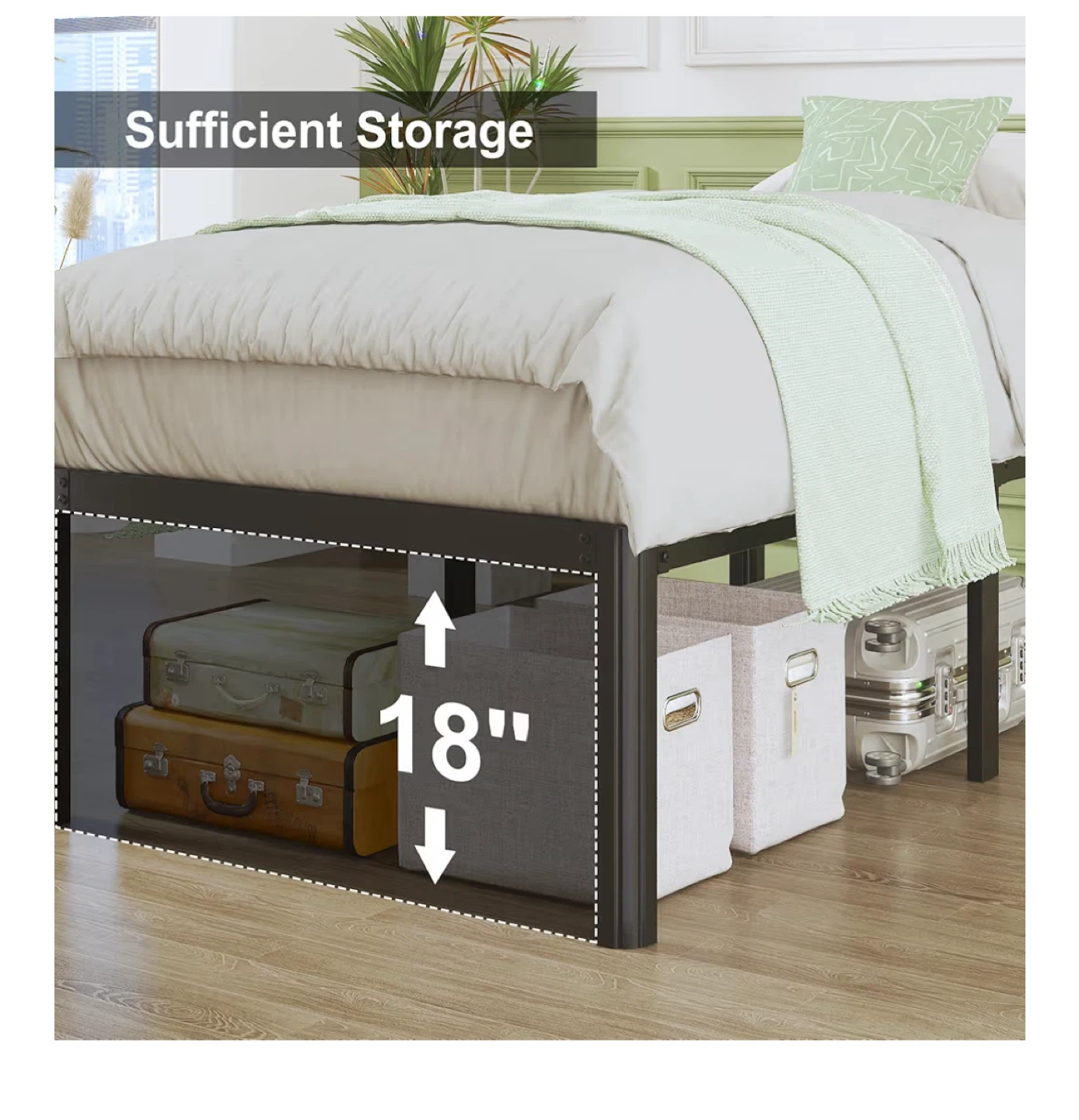 King Size Metal Bed Frame - Black - photo 3