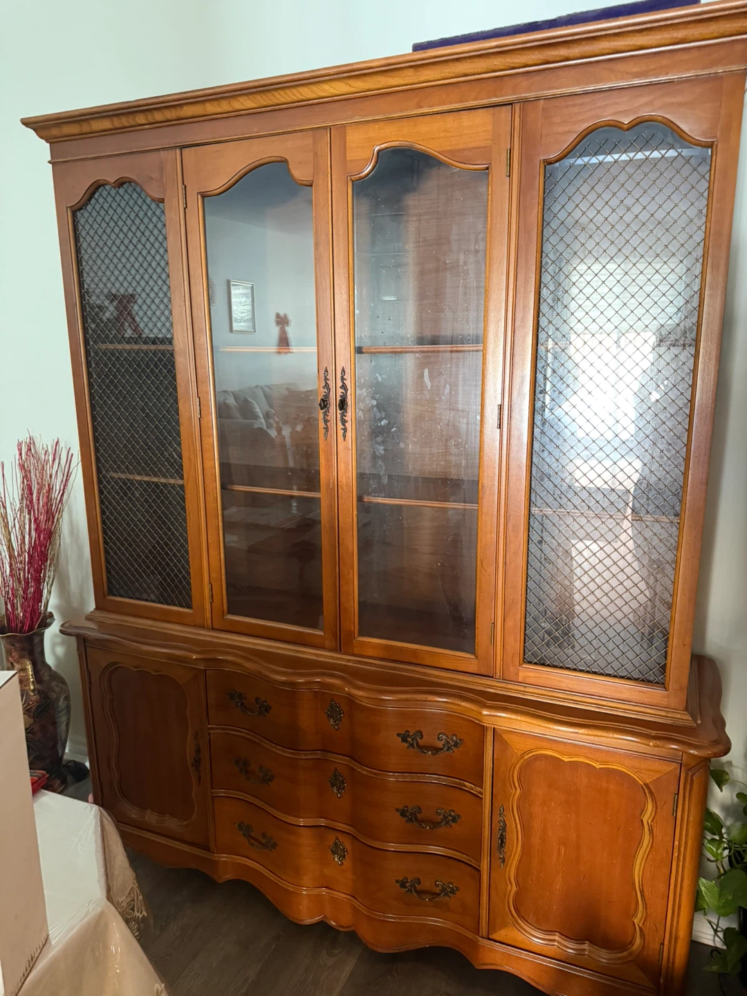 Vintage Wooden China Cabinet