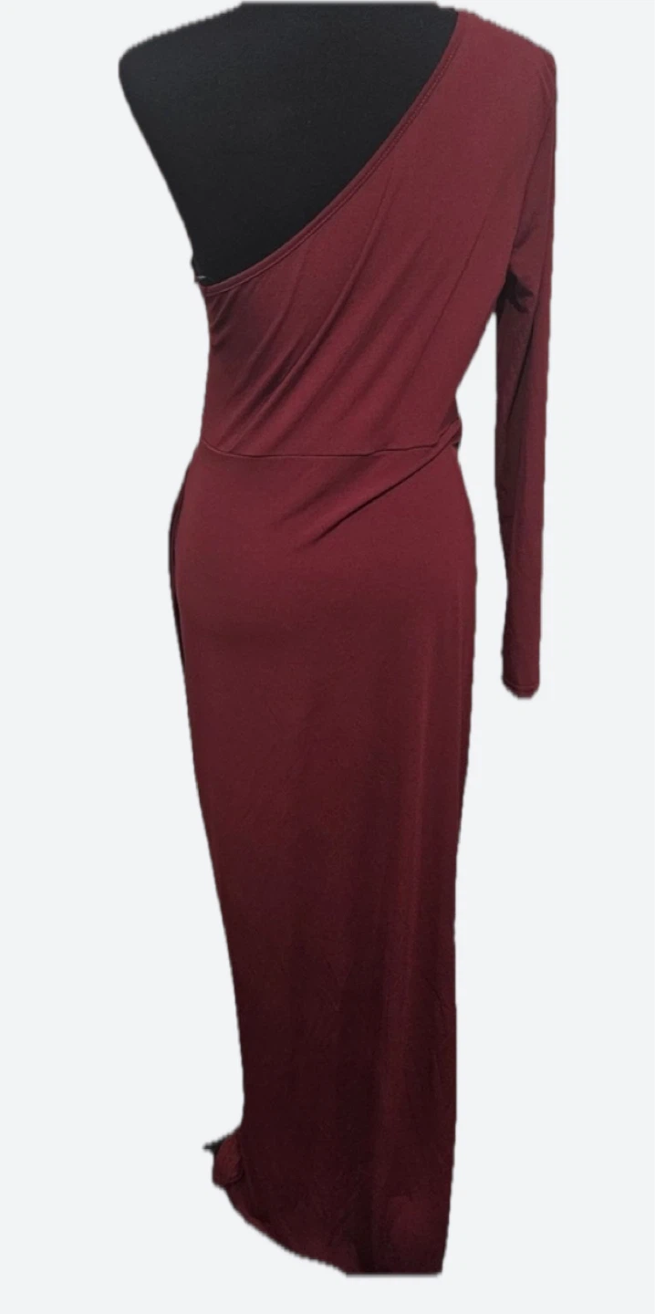 Shein Maroon One-Shoulder Dress - Size L (8/10) - photo 3