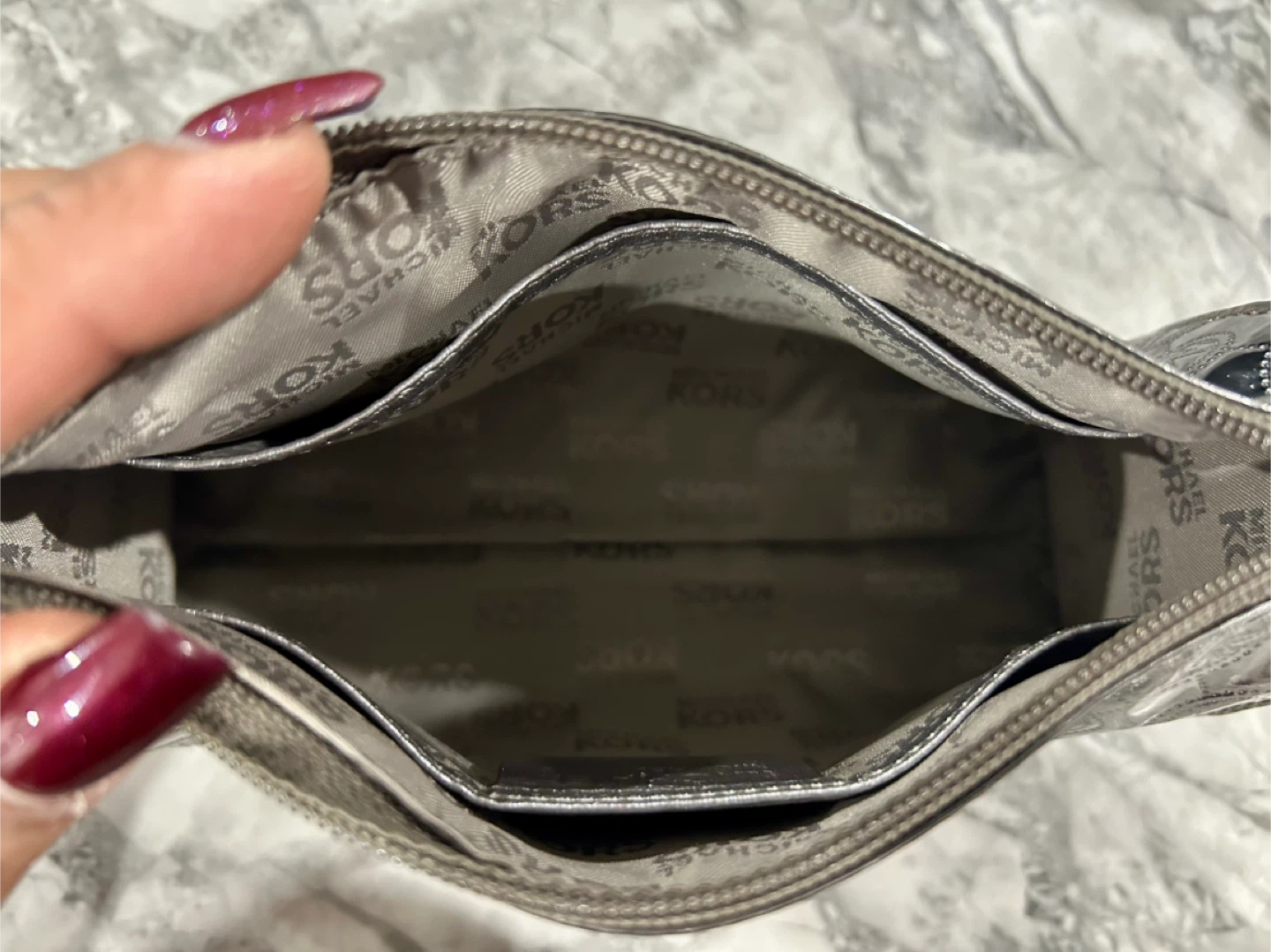 Michael Kors metallic silver makeup bag - photo 2