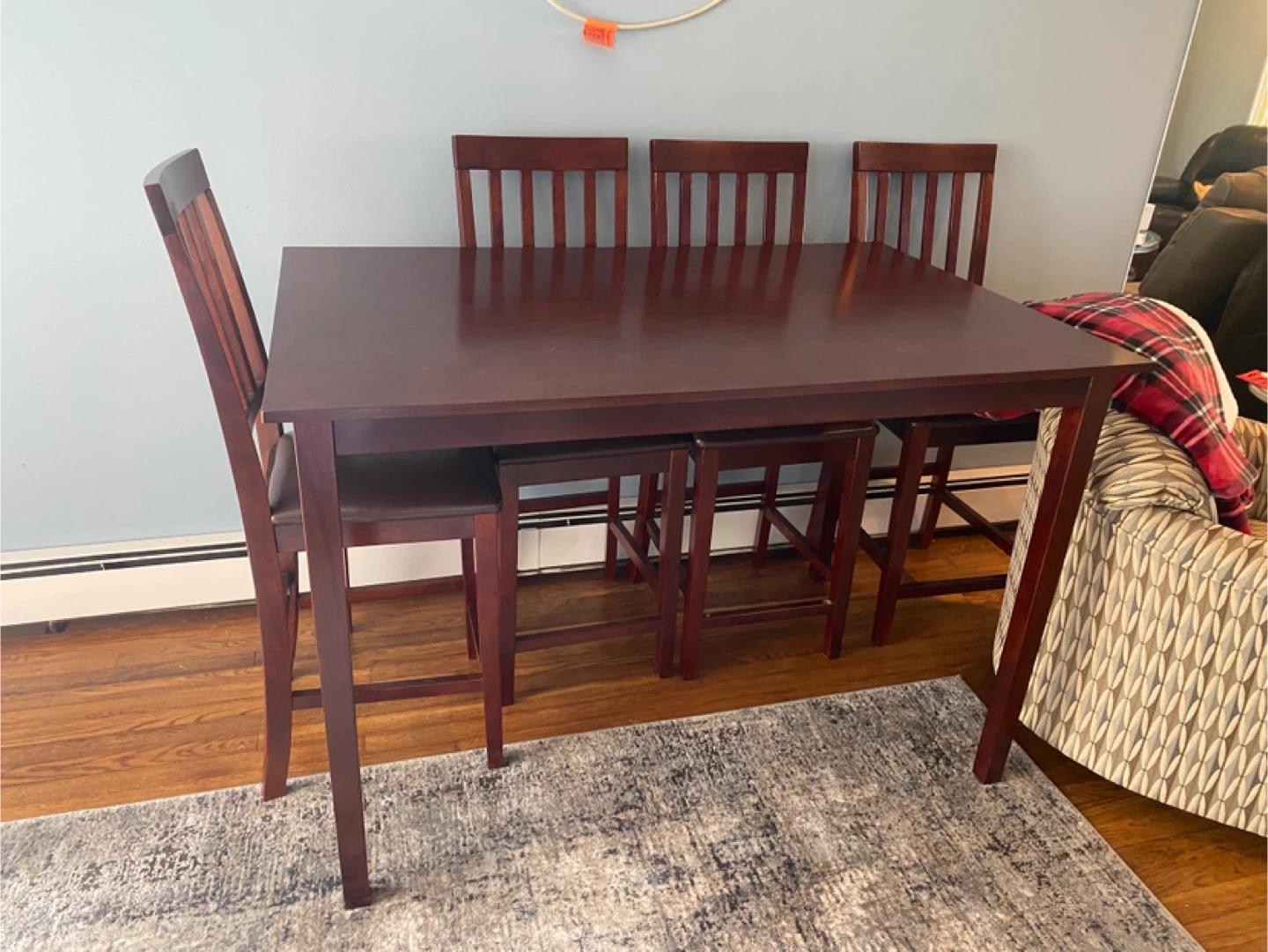 Dark Wood Dining Table with 4 High Chairs - photo 2