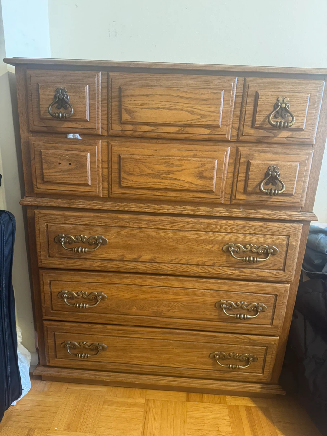 Wooden Dresser with Ornate Handles