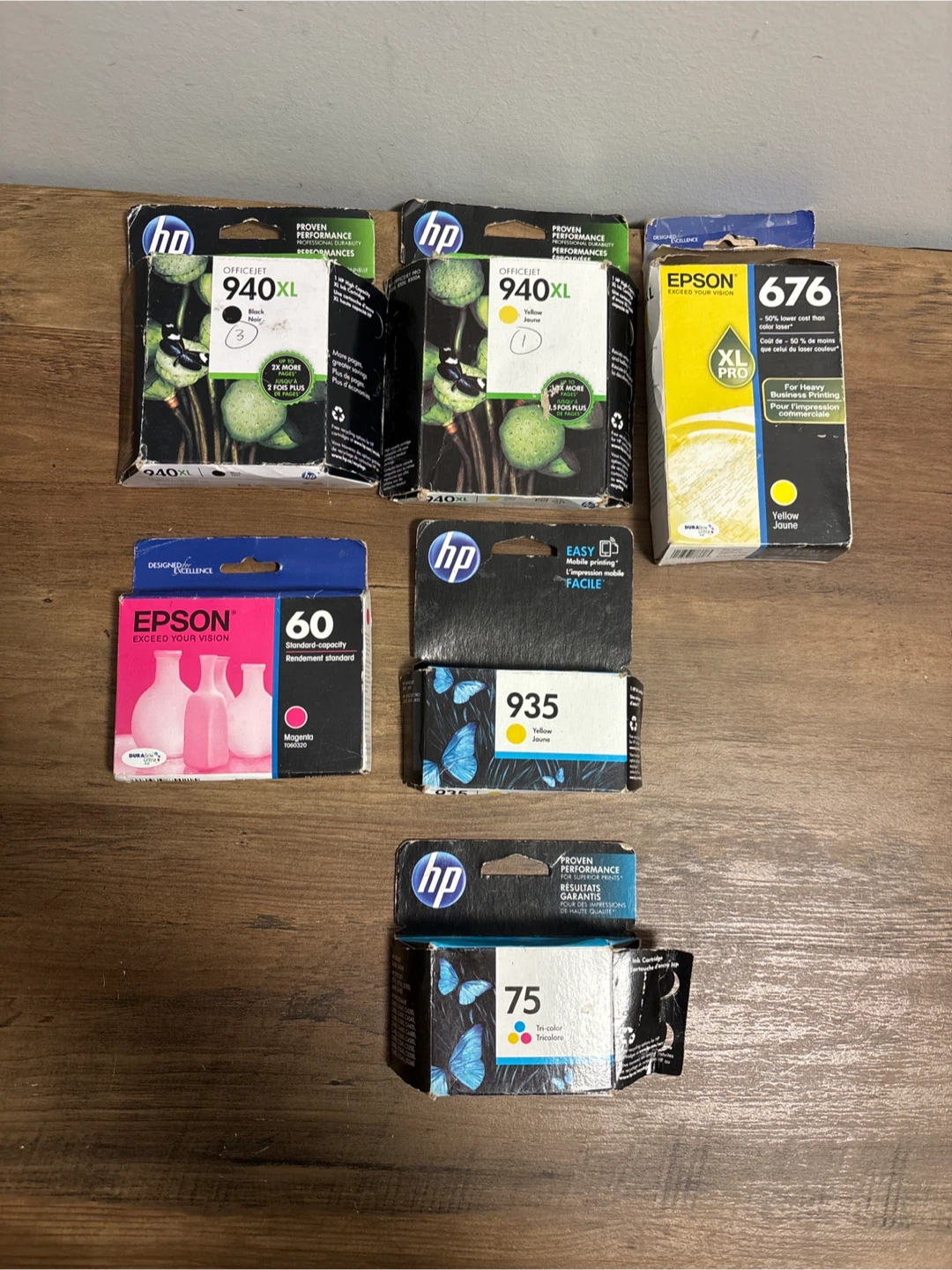 HP & Epson Ink Cartridges - 940XL, 676, 935, 75, 60
