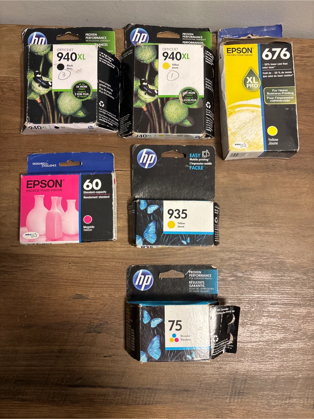 HP & Epson Ink Cartridges - 940XL, 676, 935, 75, 60 - photo 2