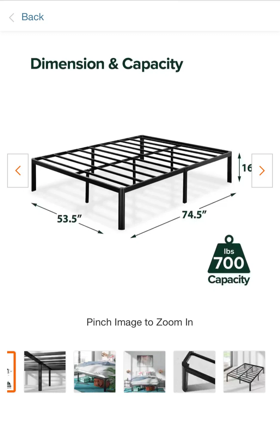 Queen Size Metal Bed Frame - Black