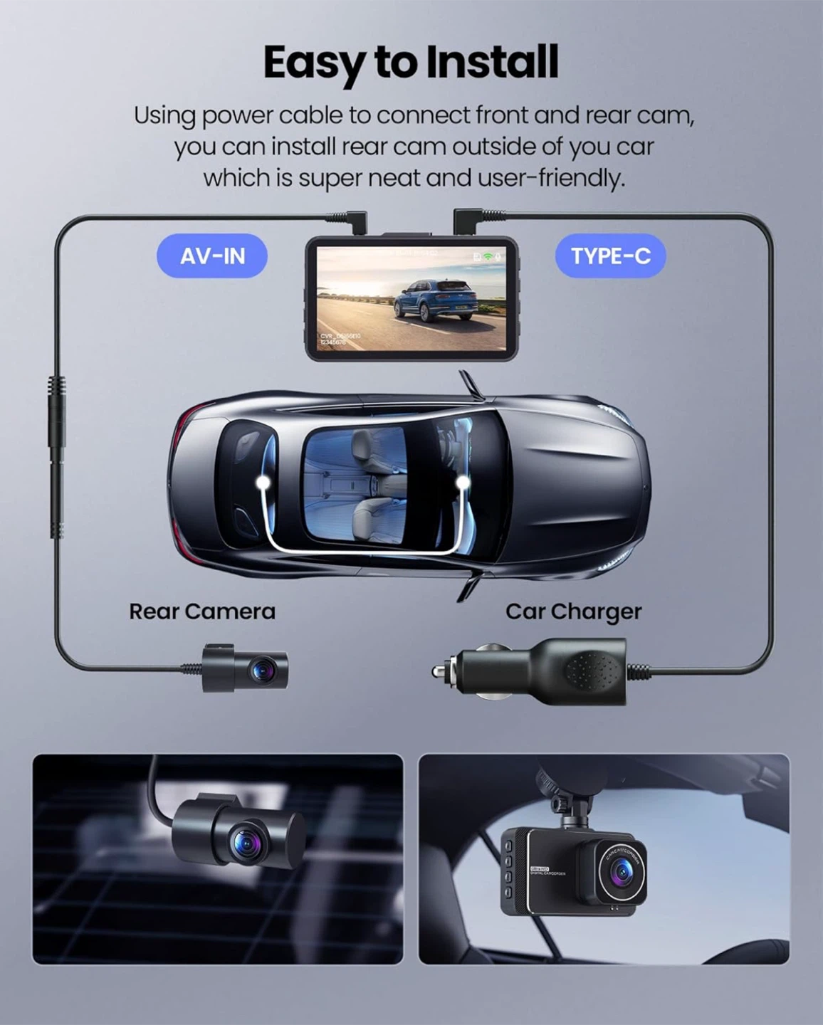 4K Ultra HD Car Dash front & rear Camera Recorder - photo 3