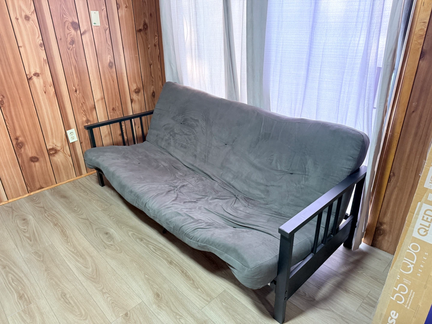 Harlow Full Metal Arm Futon - Dark Grey Sofa (walmart)
