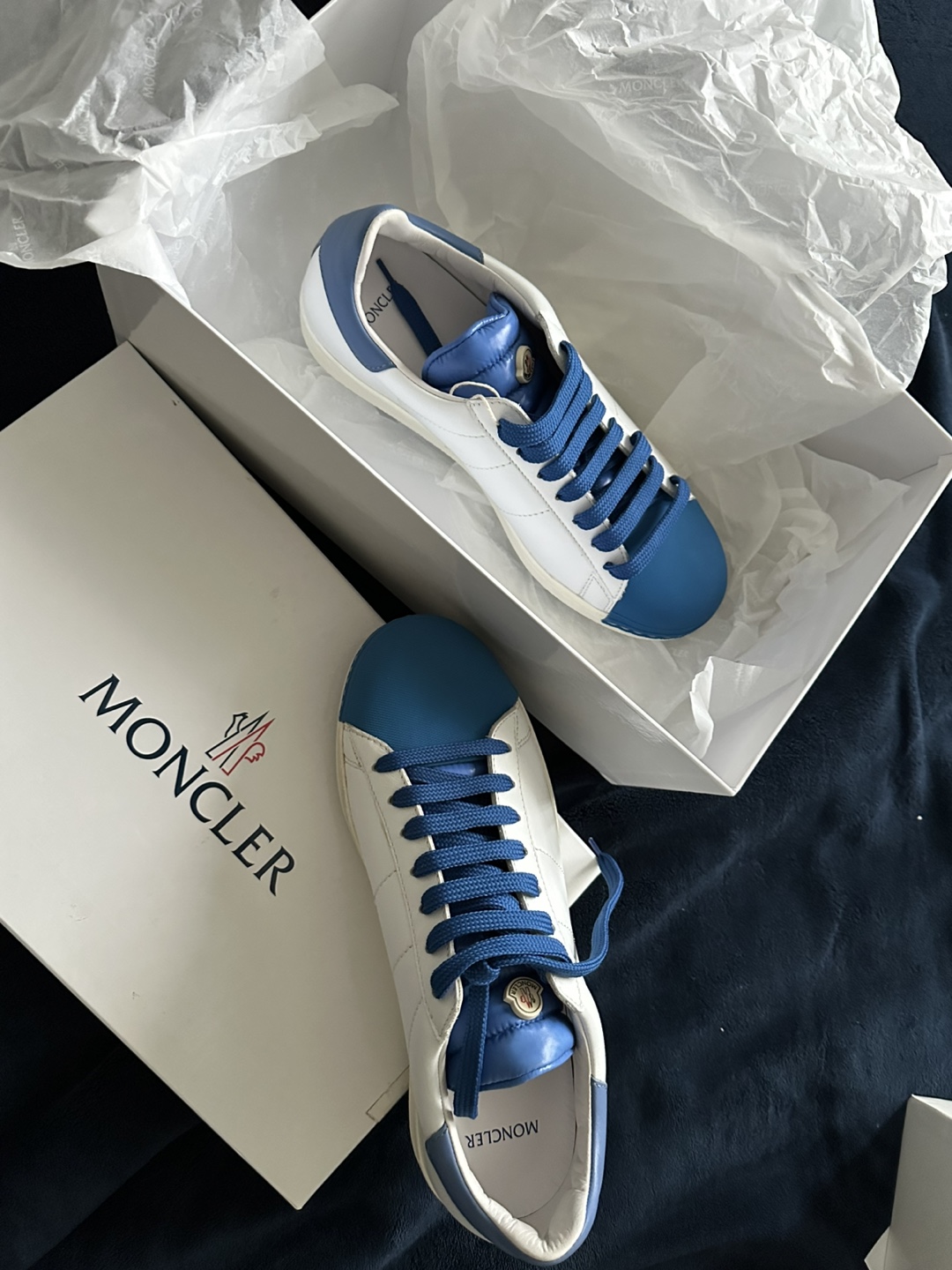 Moncler Men's Sneakers - Blue & White - With Box - photo 3