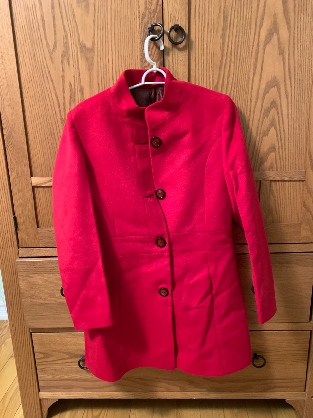 Red Wool Blend Coat