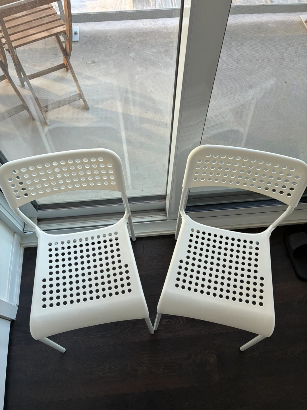 IKEA White Plastic Chairs - Pair