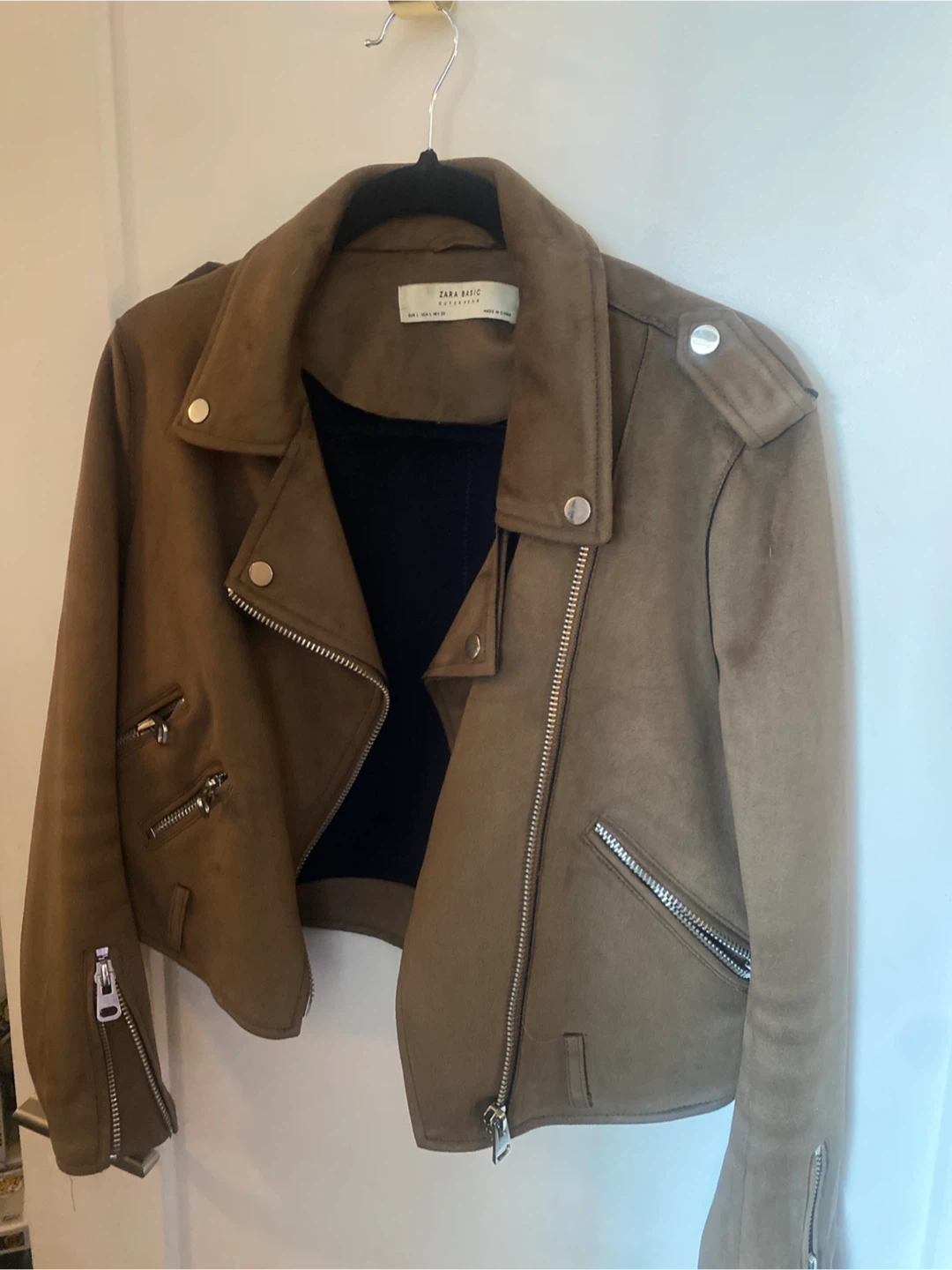 Zara Basic Brown Suede Biker Jacket
