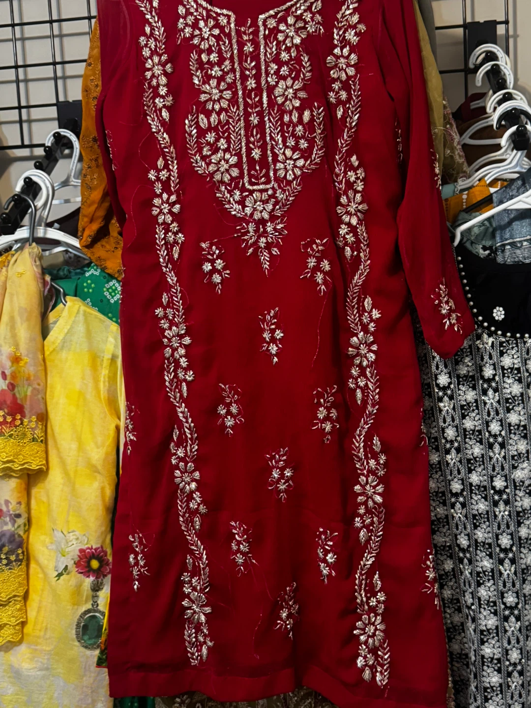 Red Embroidered Dress