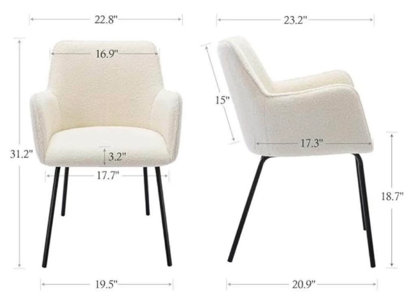 Ivory Boucle Accent Chairs (Set of 2) - photo 3