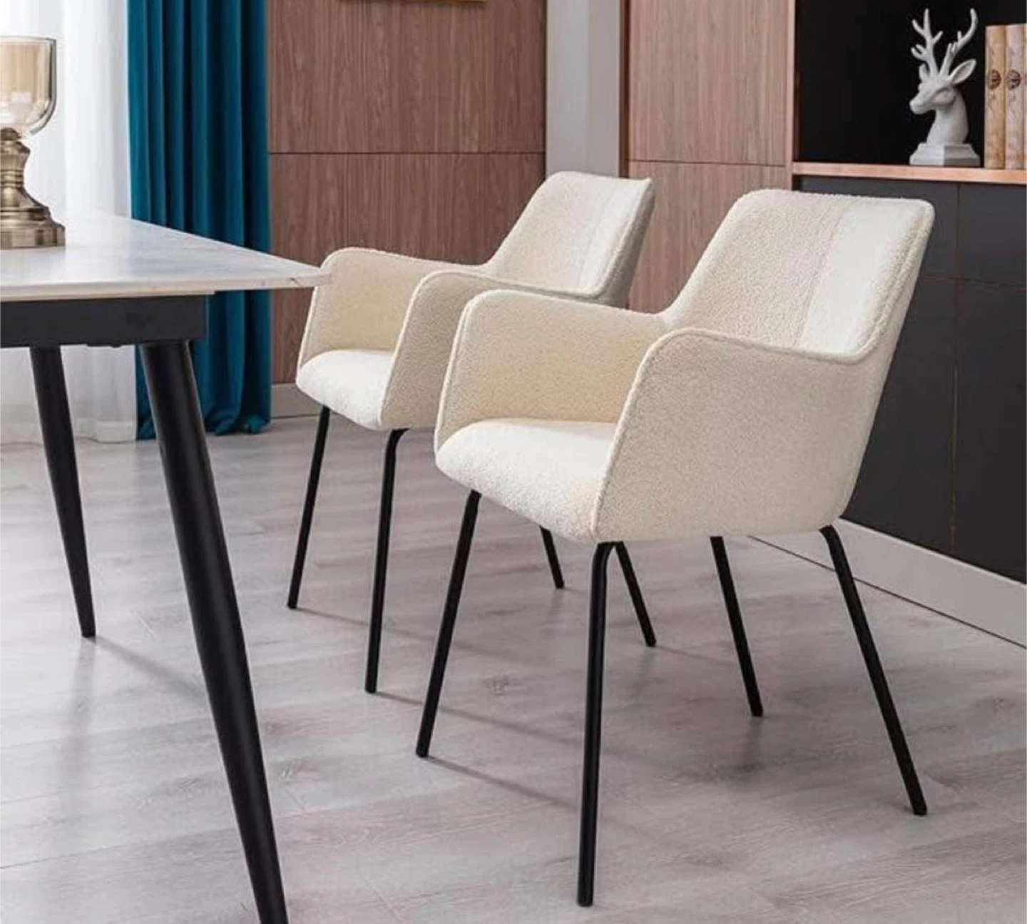 Ivory Boucle Accent Chairs (Set of 2) - photo 2