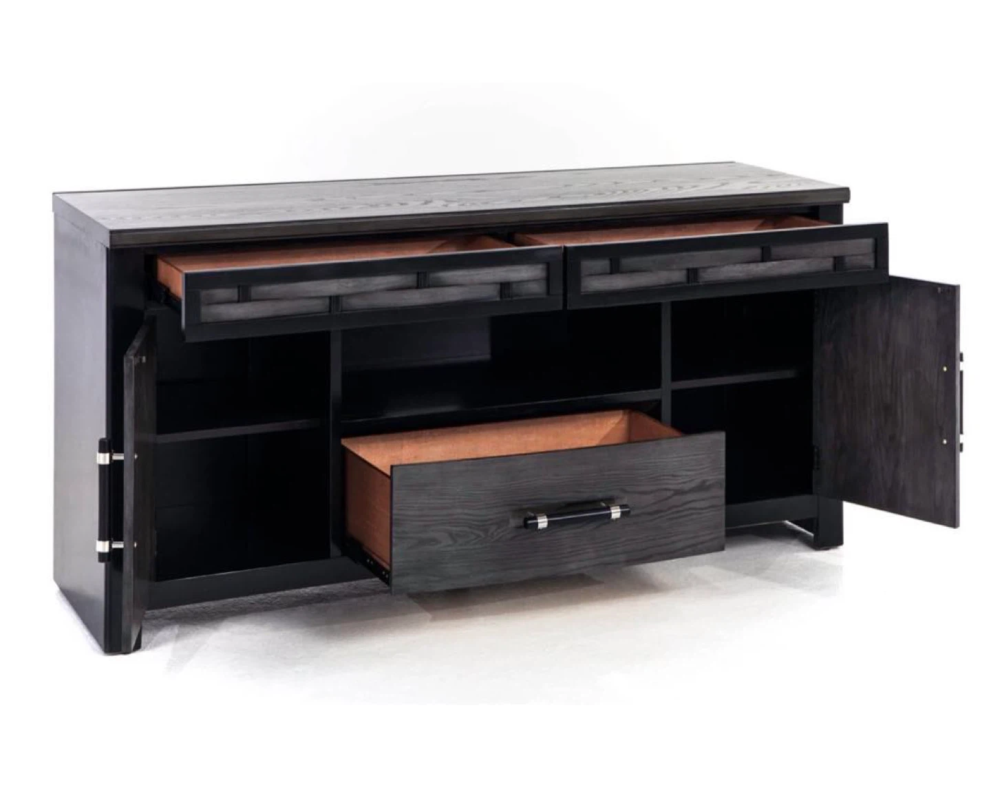 Gray Wood TV Stand Media Console