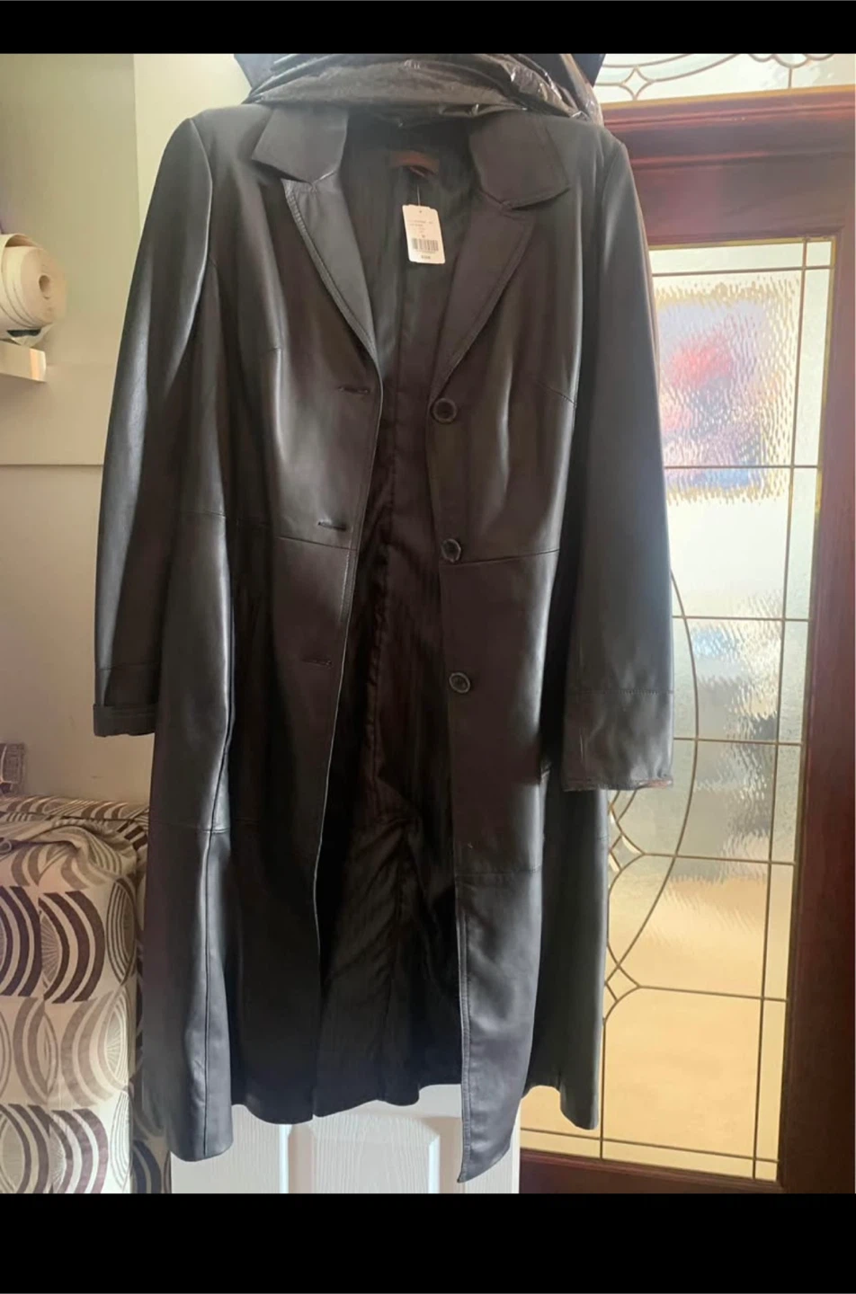 Danier Black Leather Coat - Size M