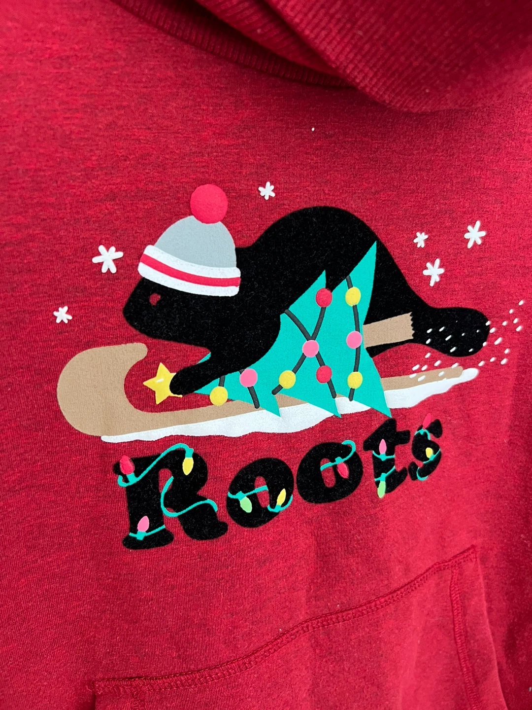 Roots Kids Red Christmas Beaver Hoodie - Size M (7-8) - photo 2