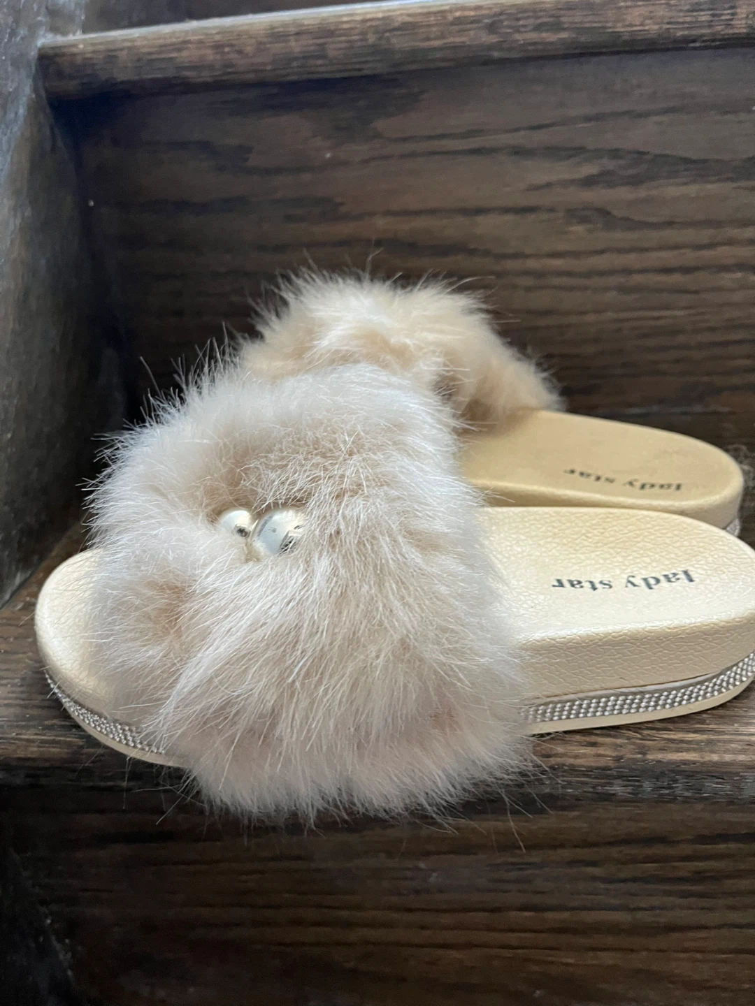 Lady Star Furry Slides - Size 5-6 - photo 2