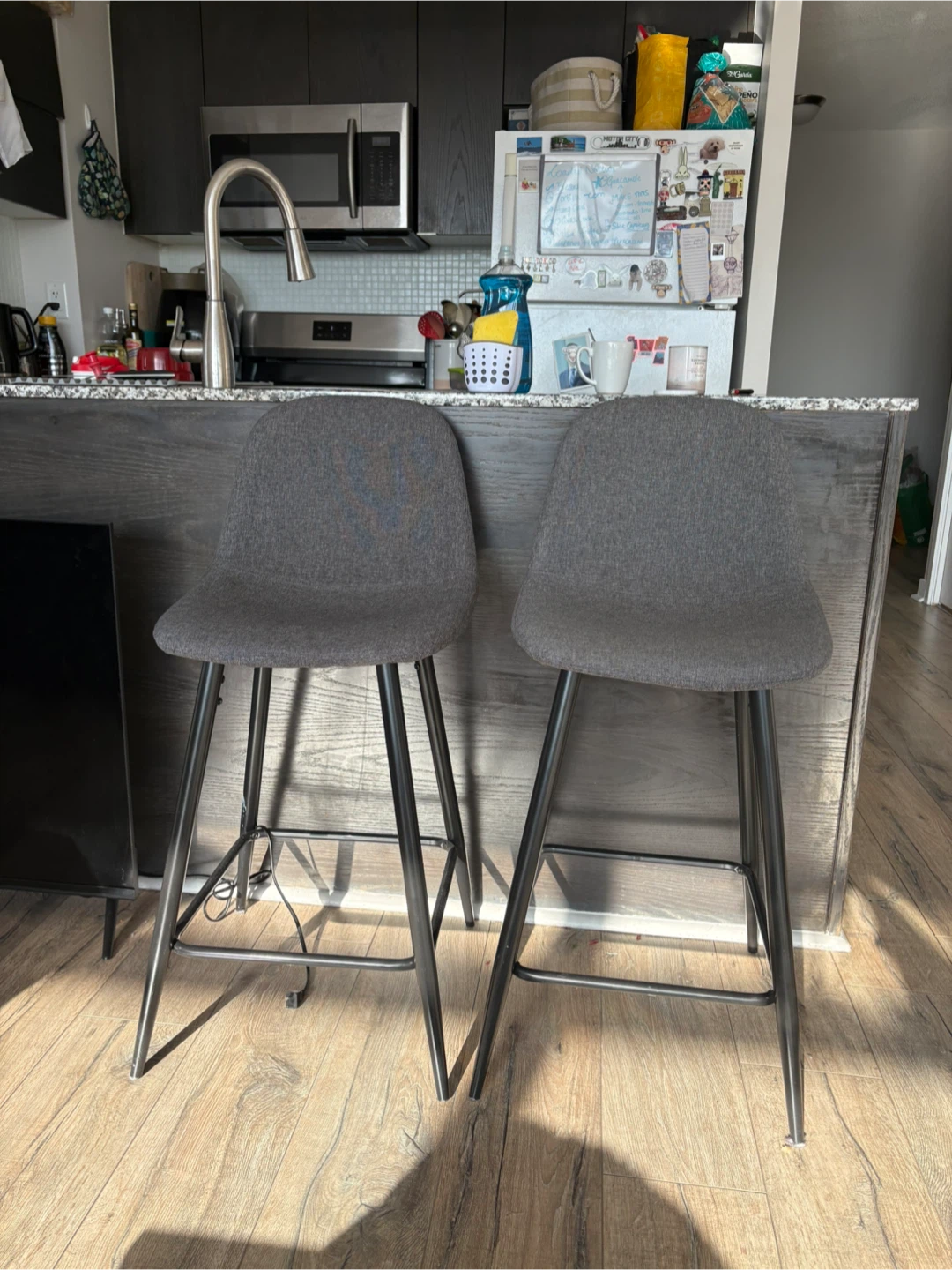 Set of 2 Grey Bar Stools - photo 2