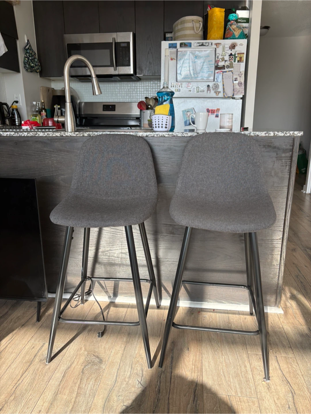 Set of 2 Grey Bar Stools