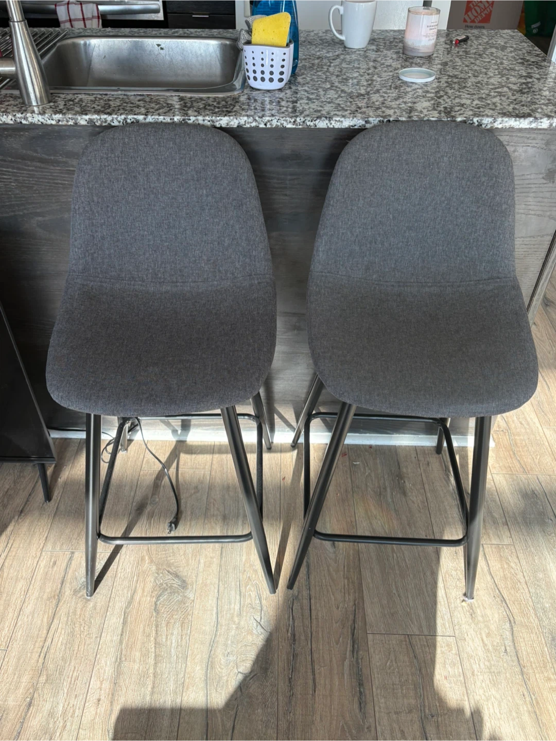 Set of 2 Grey Bar Stools - photo 3