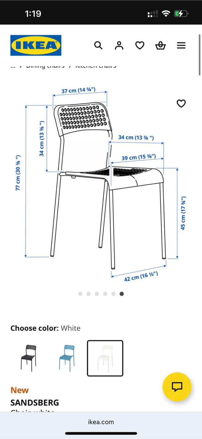 IKEA Sandsberg White Kitchen Chairs - Set of 2 - photo 2