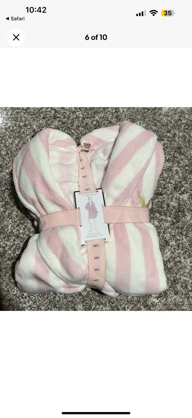 Victoria's Secret Pink & White Striped Robe M/L