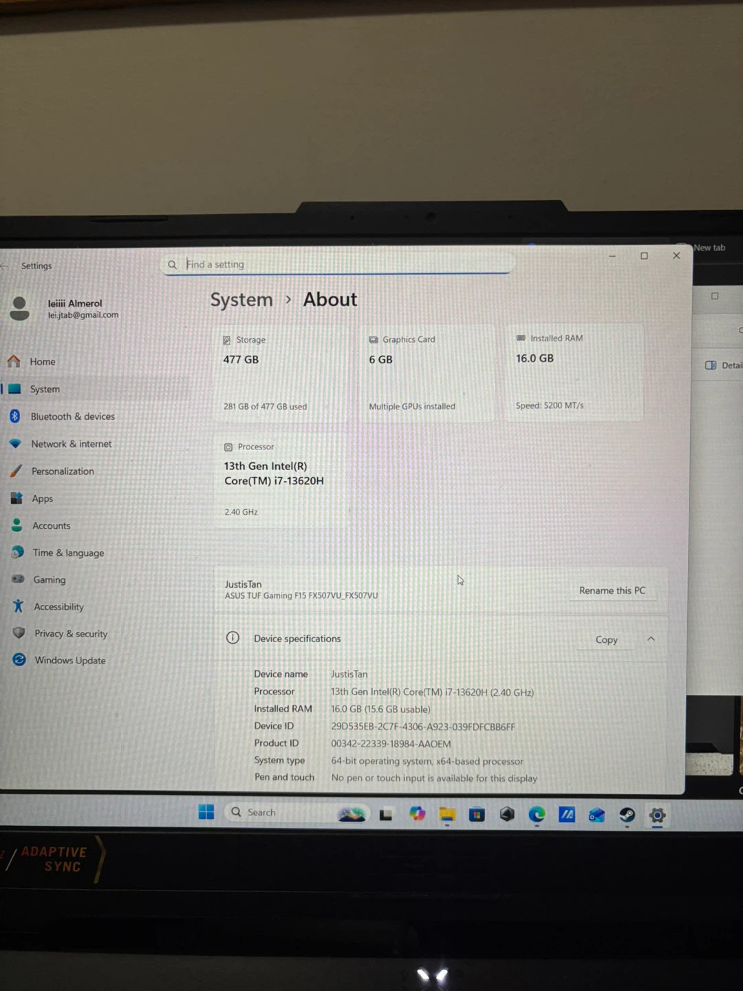 ASUS TUF Gaming F15 Laptop - i7 13th Gen, RTX 4050 - photo 2