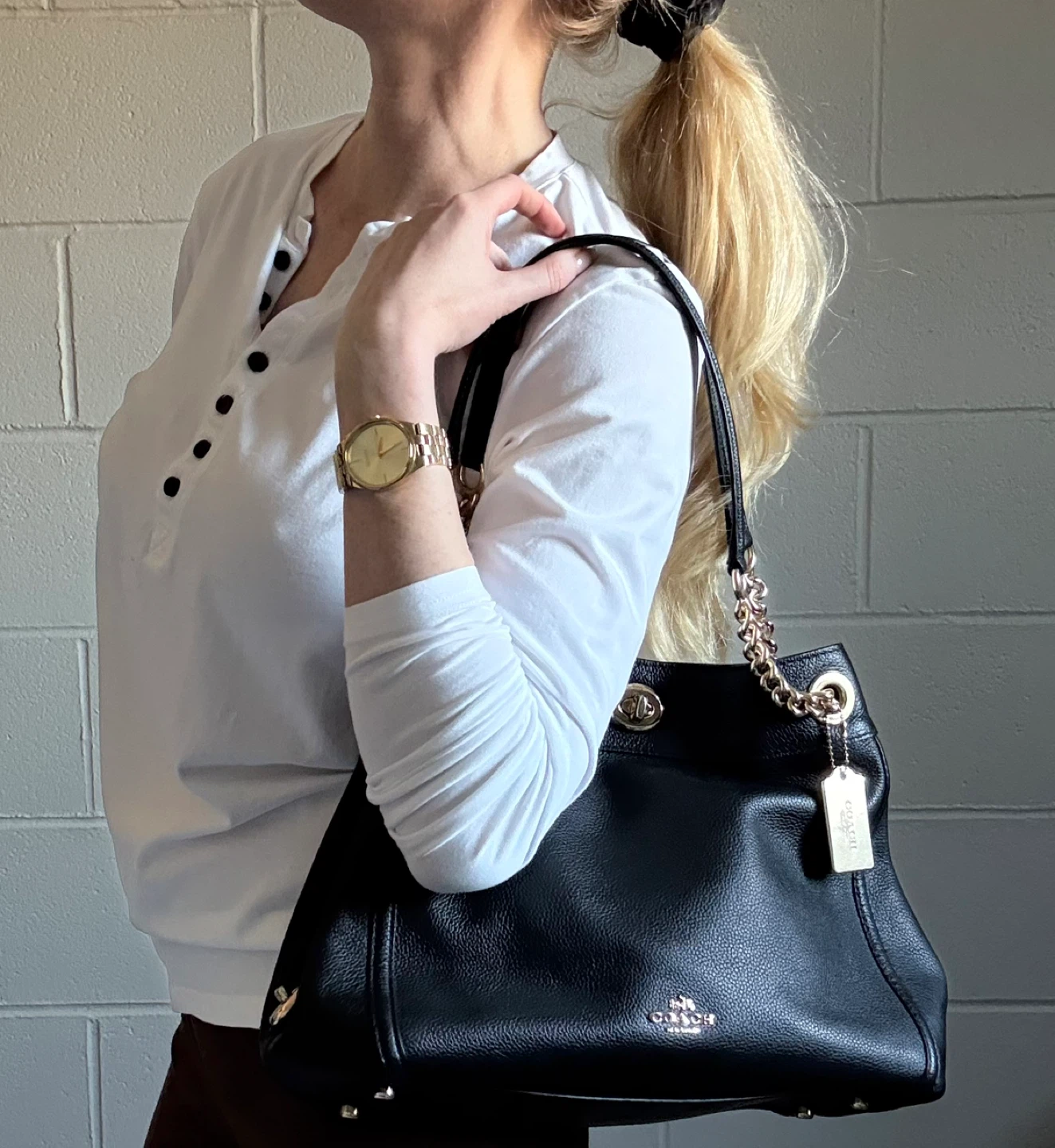 Coach Black Leather Shoulder Bag K1780-36855
