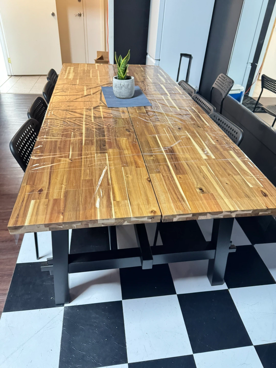 Wood Dining Table with Black Legs Skogsta Ikea