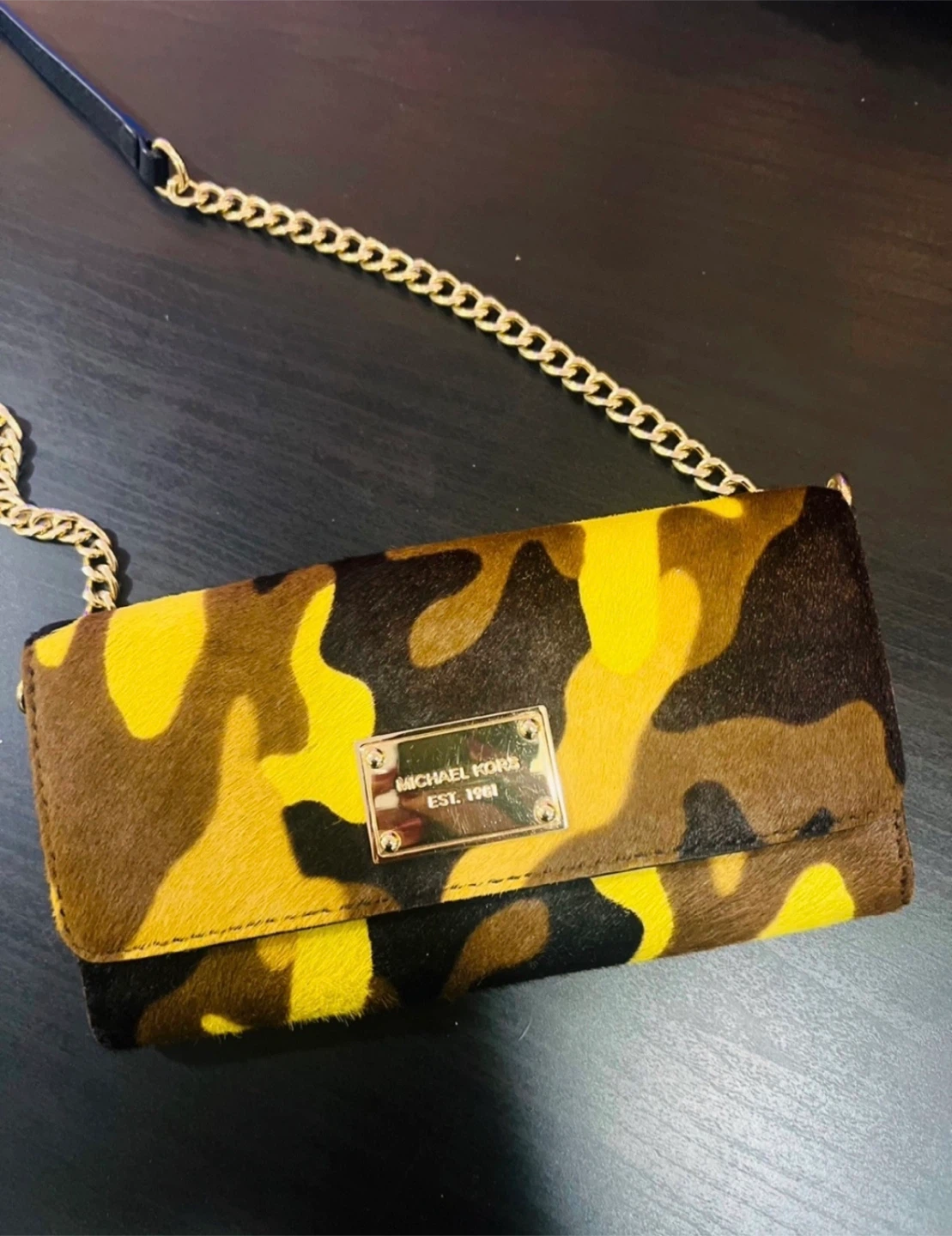 Michael Kors Hamilton Camouflage Calf Hair Crossbody
