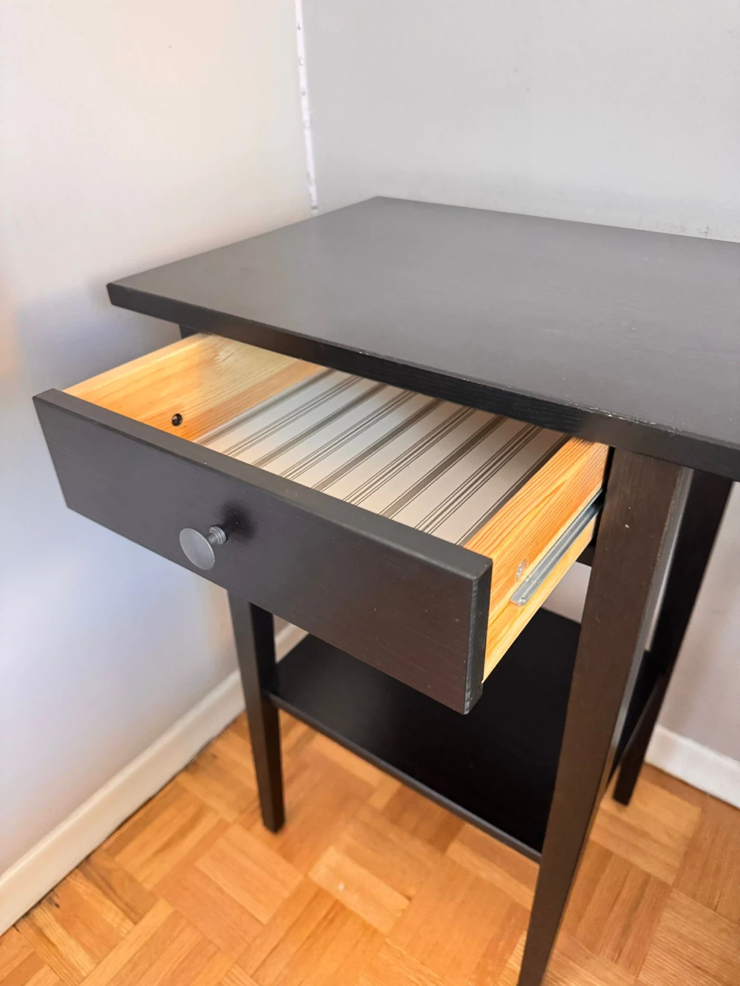2 Black Wood Nightstand with Drawer - photo 4