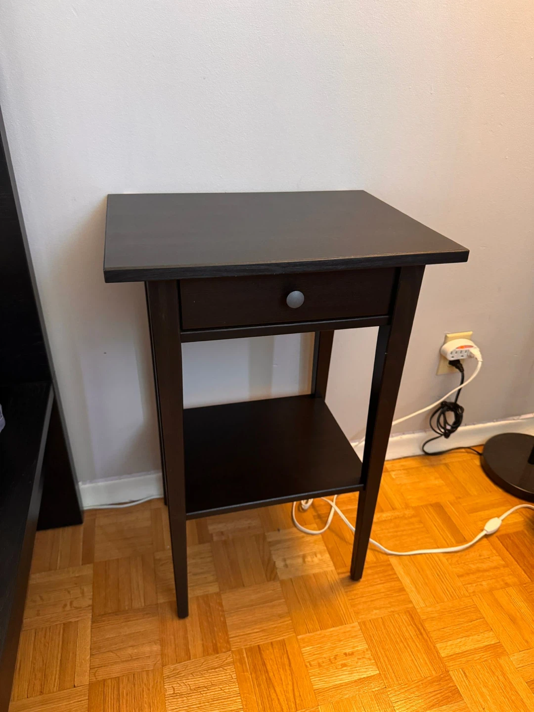 2 Black Wood Nightstand with Drawer - photo 2