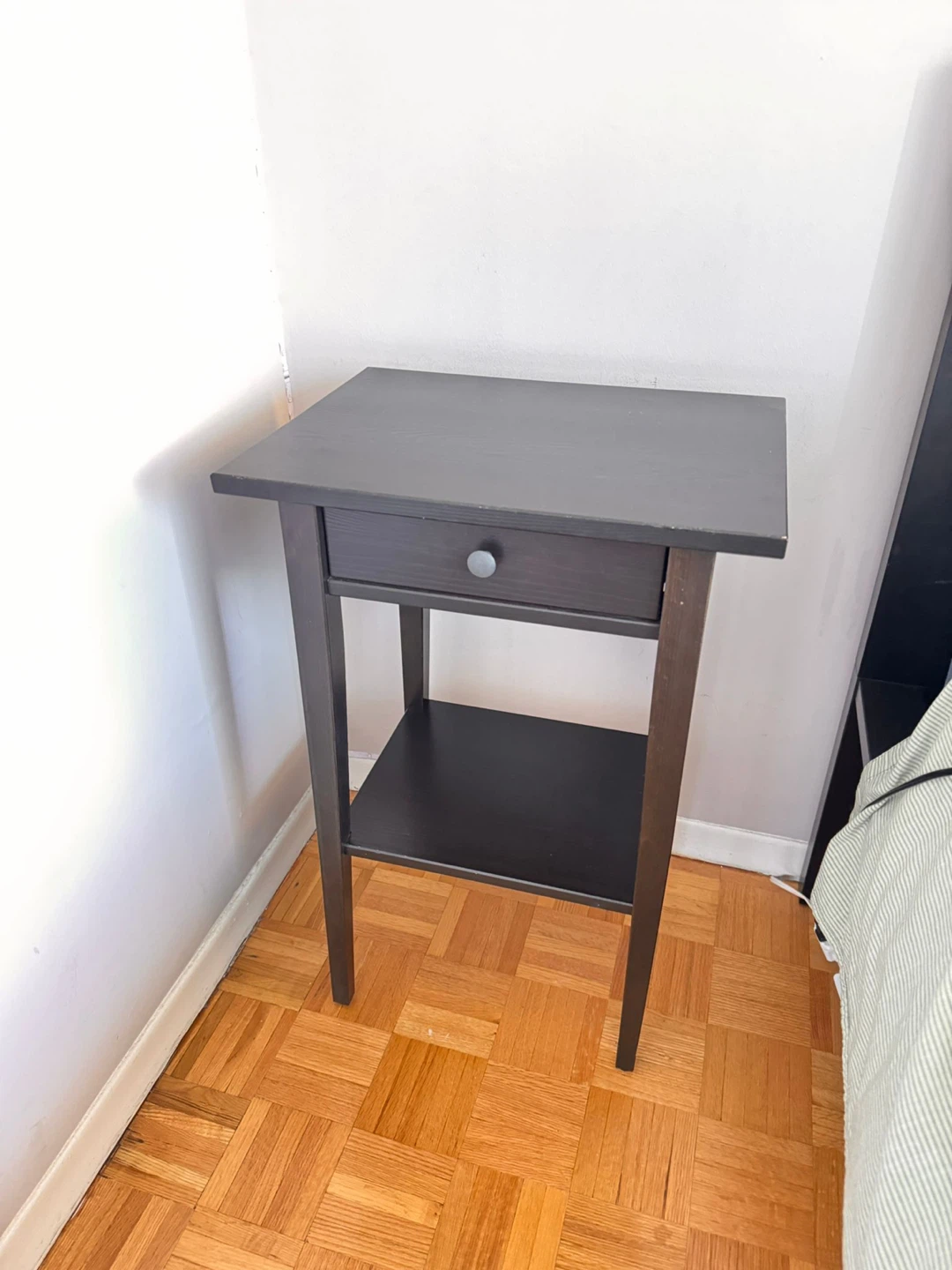 2 Black Wood Nightstand with Drawer - photo 3