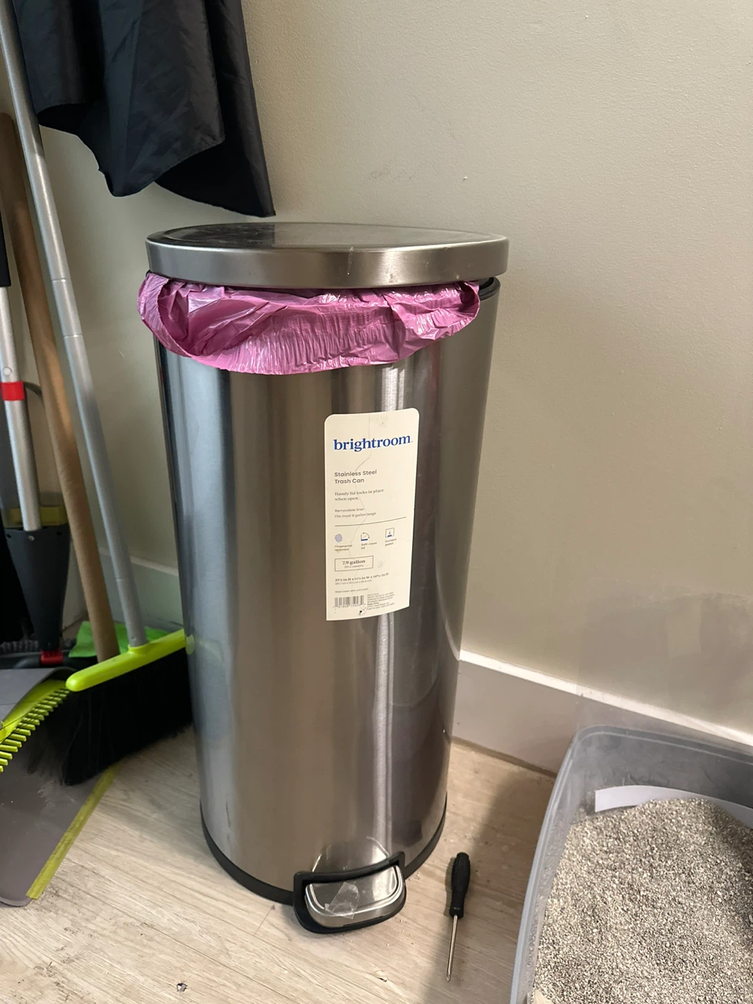 brightroom Stainless Steel 7.9 Gallon Trash Can - photo 2