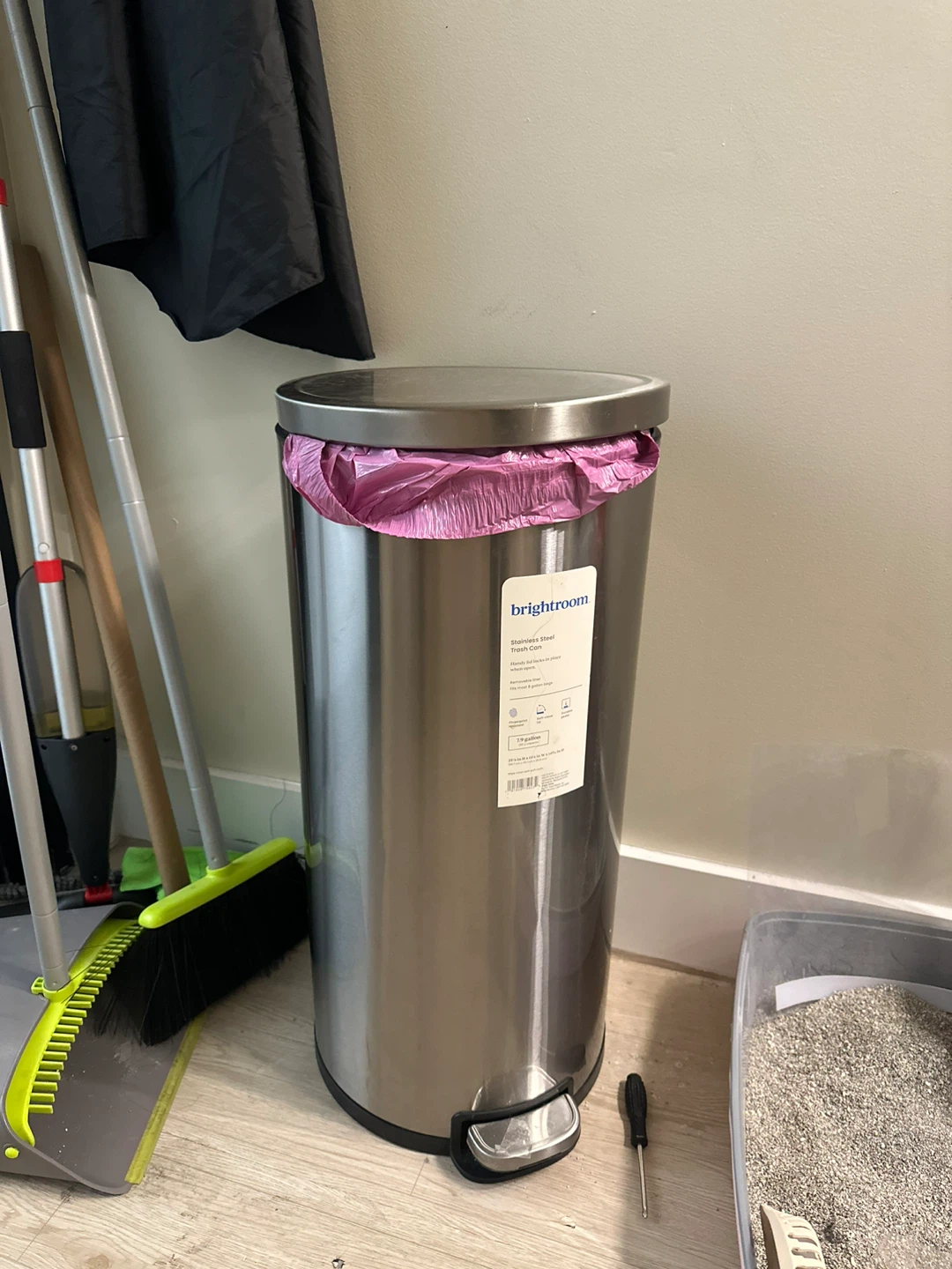 brightroom Stainless Steel 7.9 Gallon Trash Can