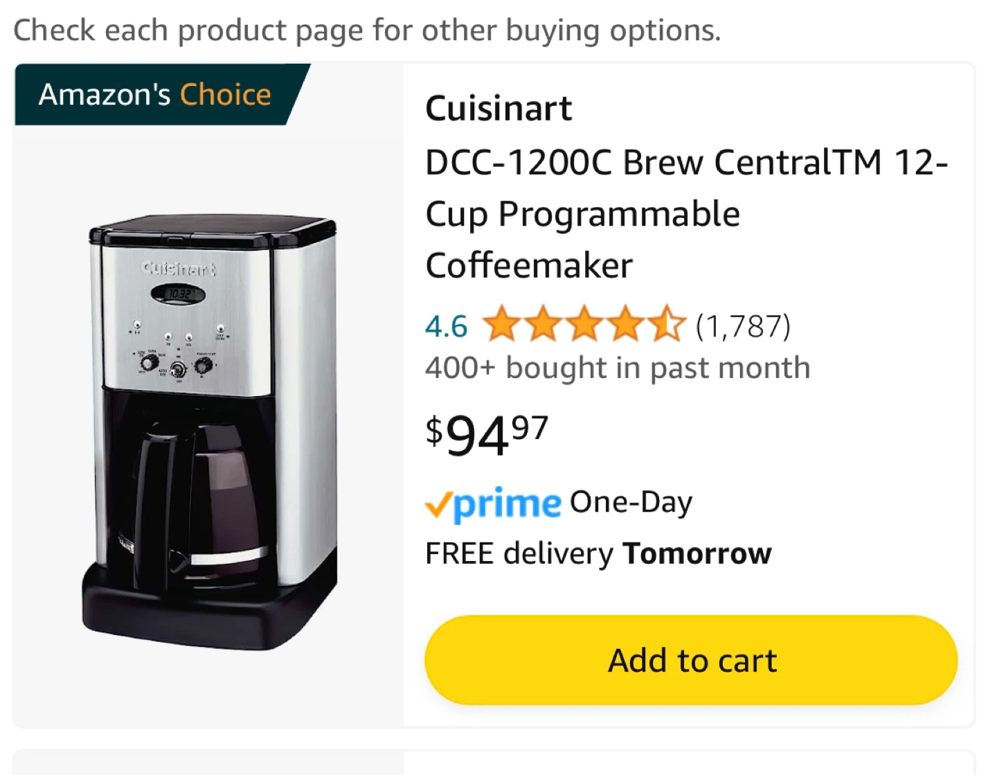 Cuisinart DCC-1200C Brew Central 12-Cup Coffeemaker - photo 5