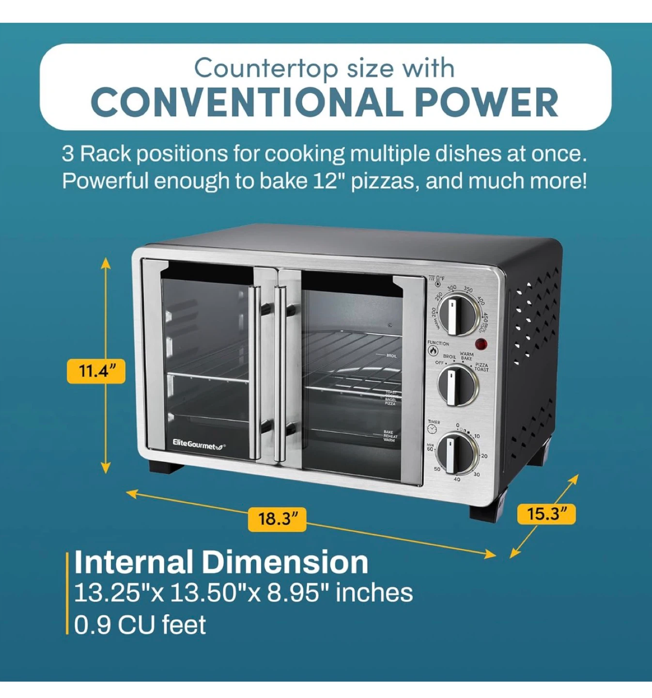 Elite Gourmet Countertop Toaster Oven - Large Capacity - photo 4