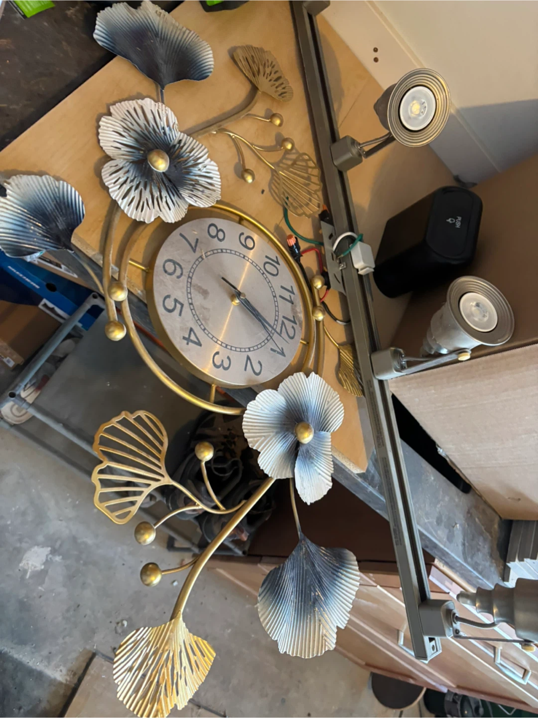 Floral Wall Clock - Gold & Blue - photo 2