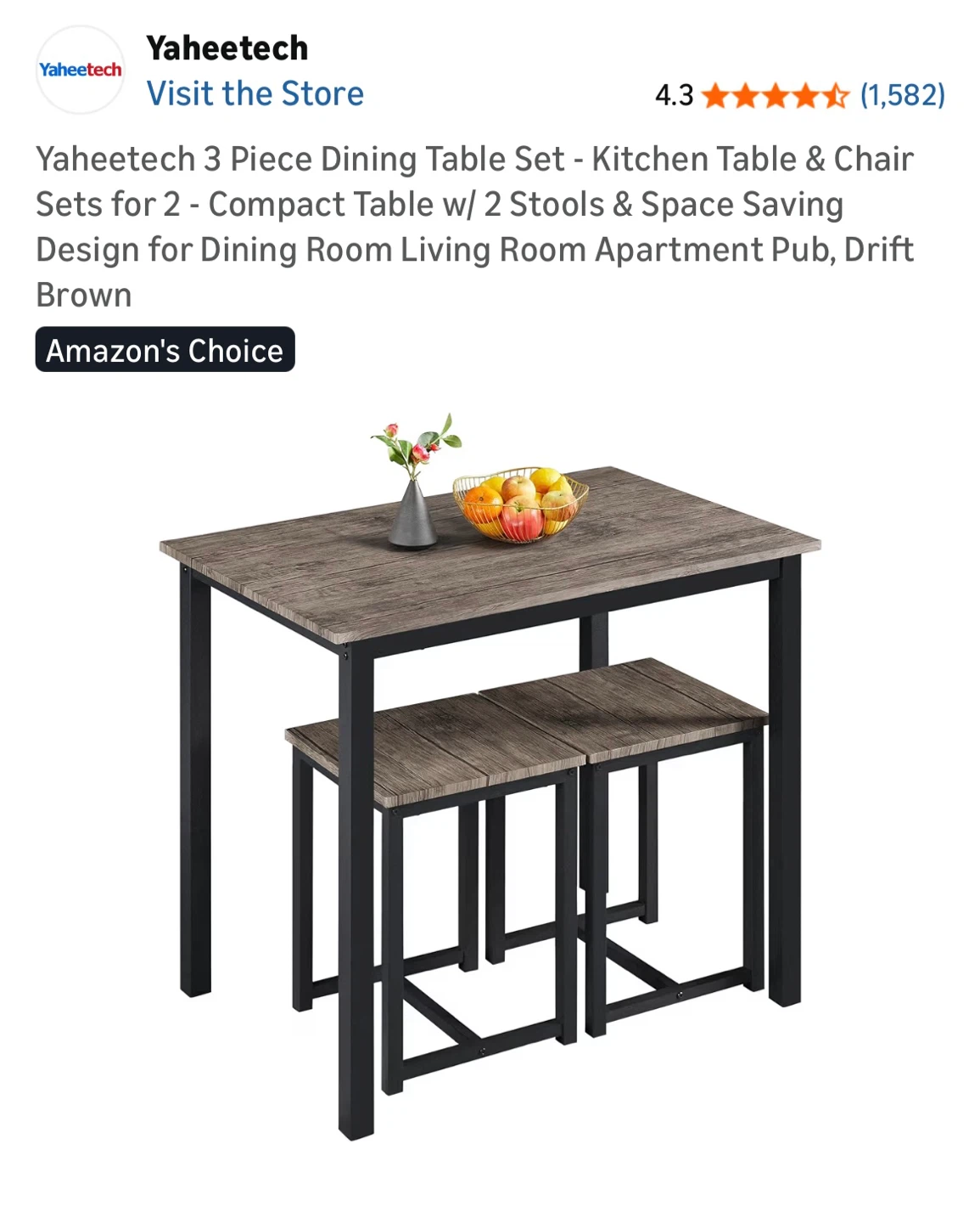 Yaheetech 3 Piece Dining Table Set - photo 2