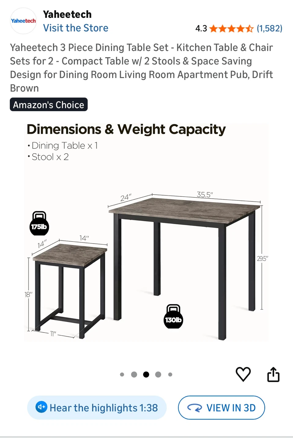 Yaheetech 3 Piece Dining Table Set - photo 3
