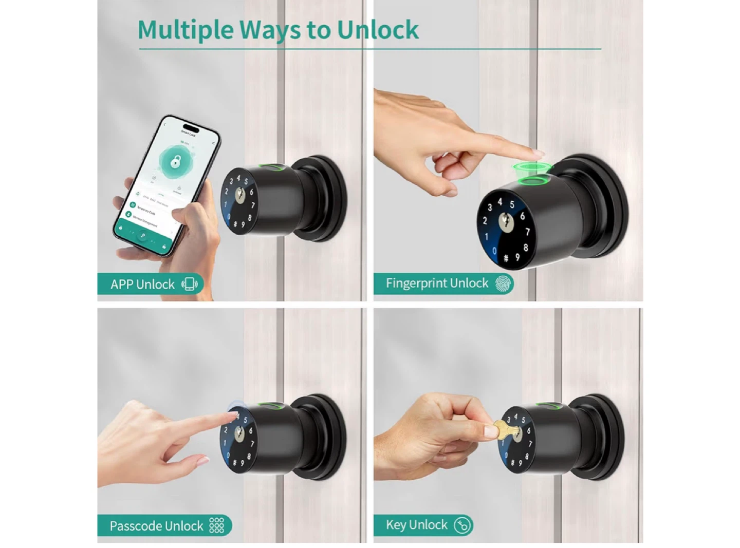 New IRONZON Smart Door Knob - Fingerprint/PIN Unlock - photo 3