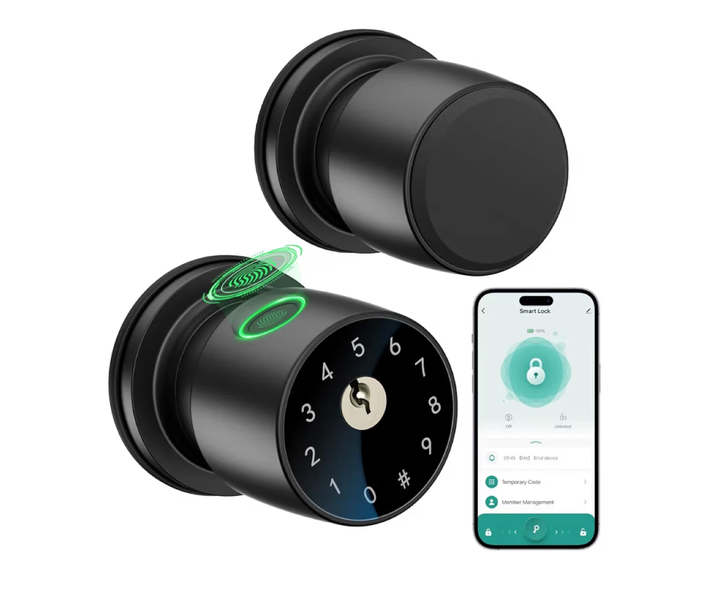 New IRONZON Smart Door Knob - Fingerprint/PIN Unlock - photo 2