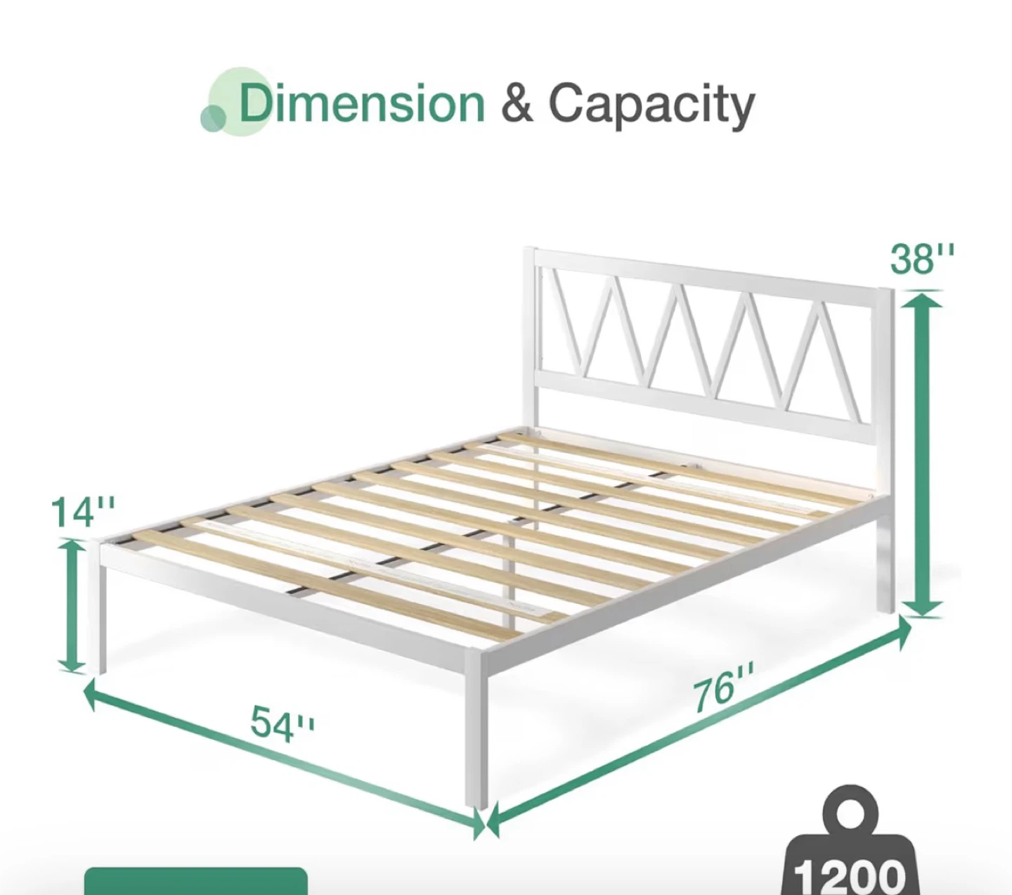 White Metal Platform Bed Frame (Full Size) - photo 2