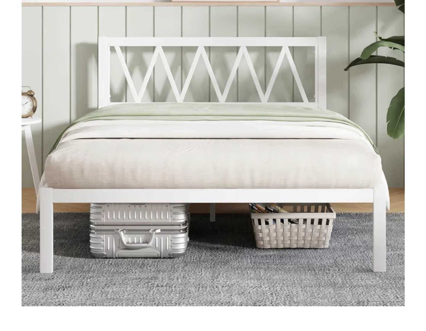 White Metal Platform Bed Frame (Full Size) - photo 3