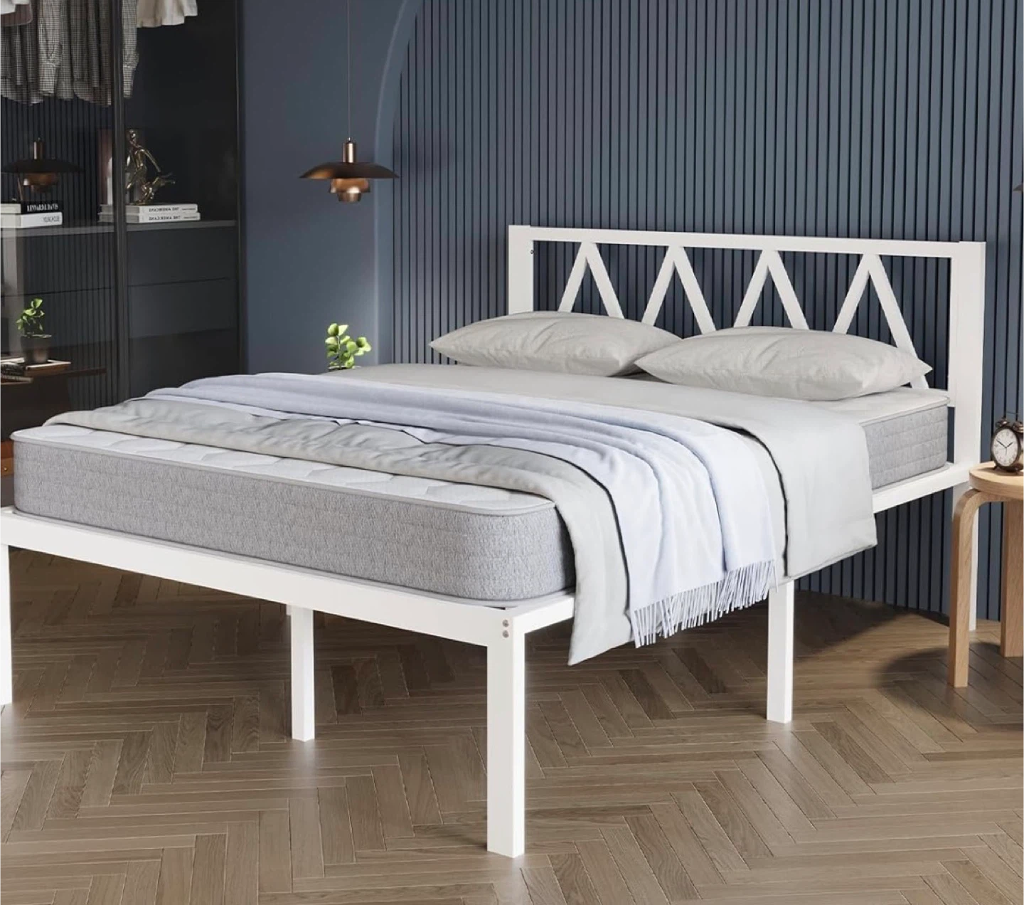 White Metal Platform Bed Frame (Full Size) - photo 4