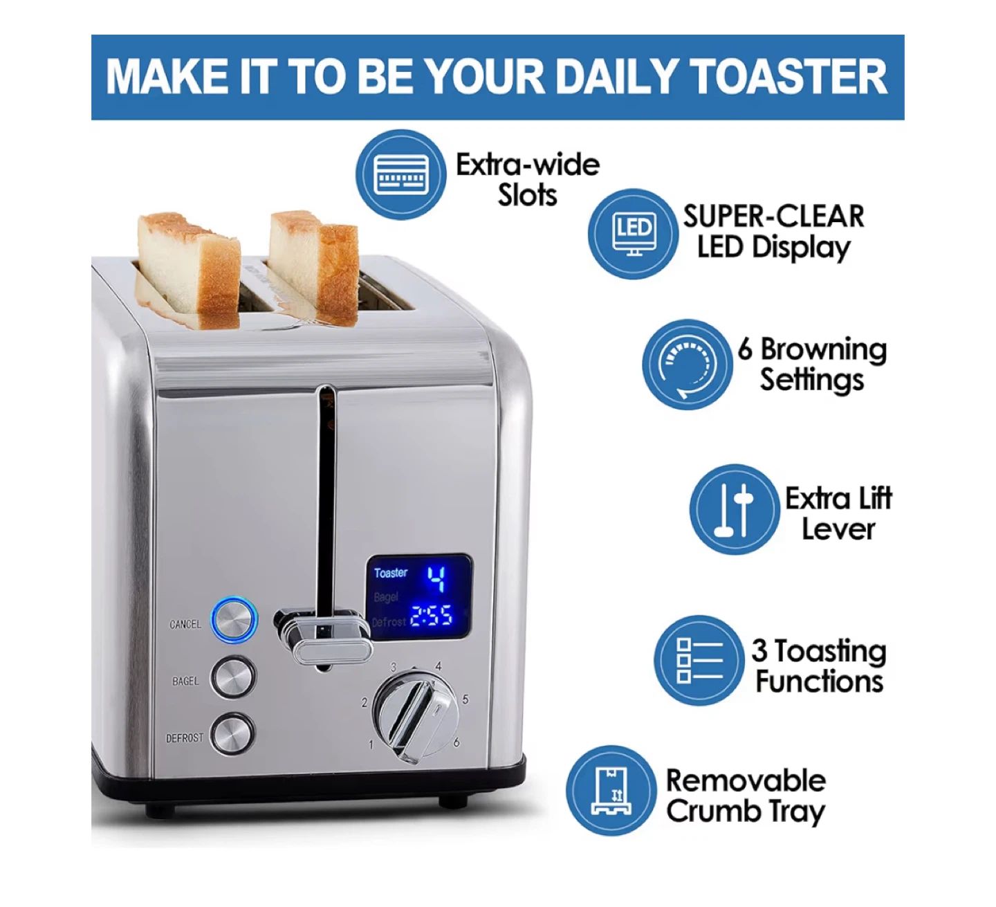 New Seedeem SDT32125D Toaster - Silver - photo 2