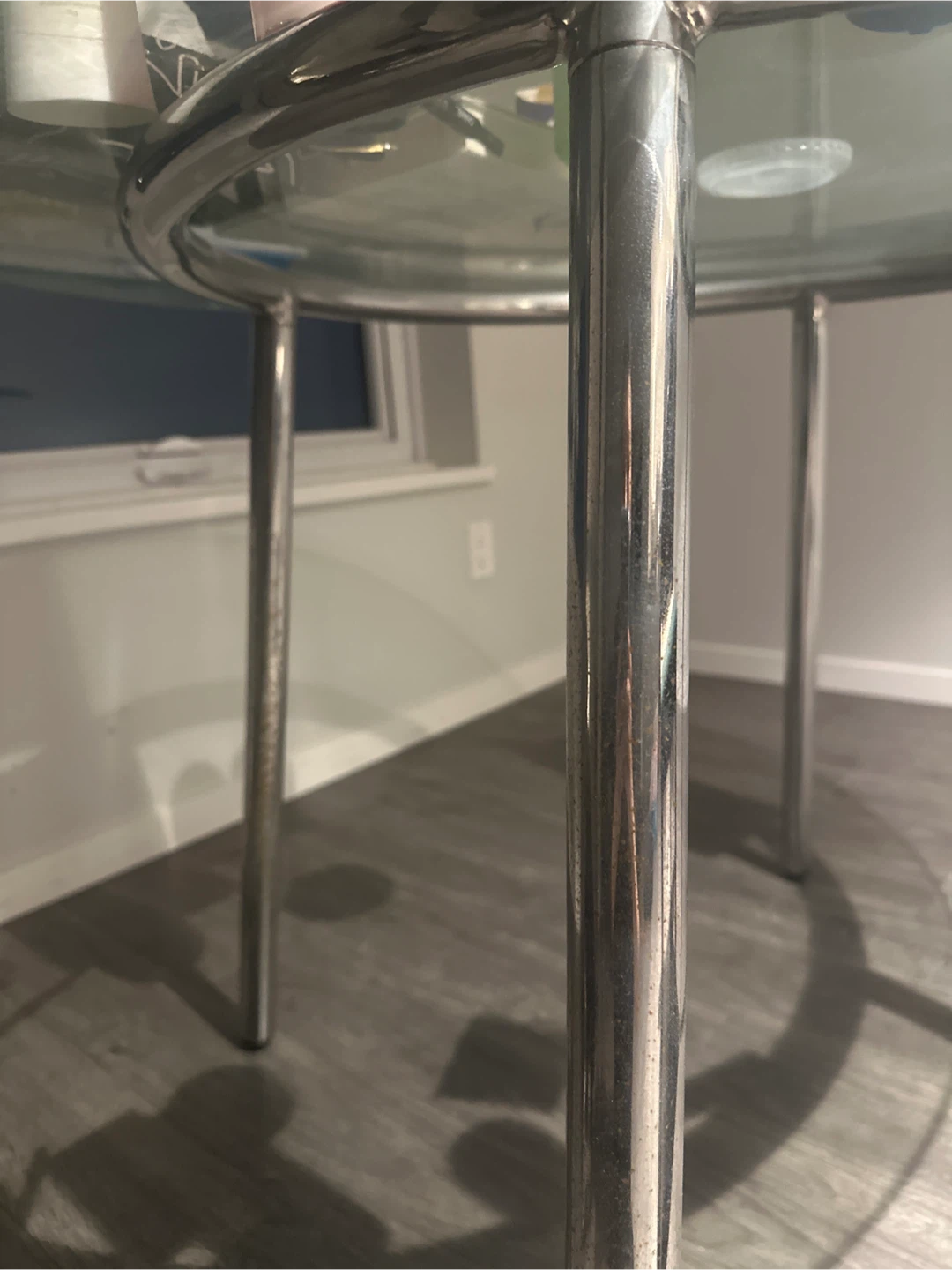 Glass top dining table with chrome legs - photo 4