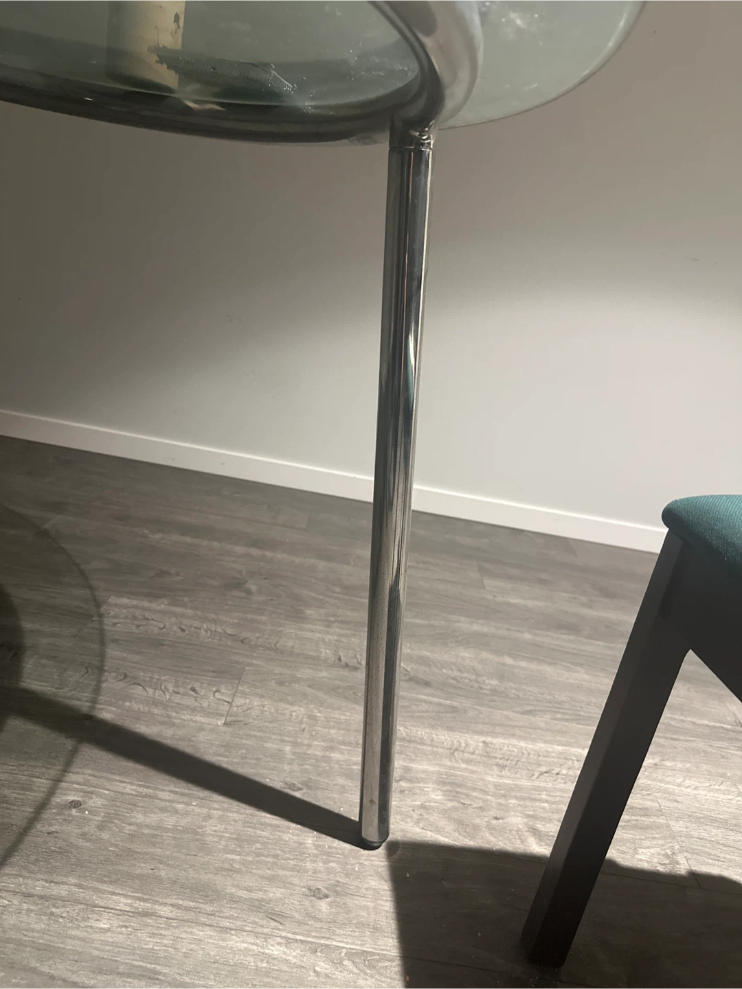 Glass top dining table with chrome legs - photo 3