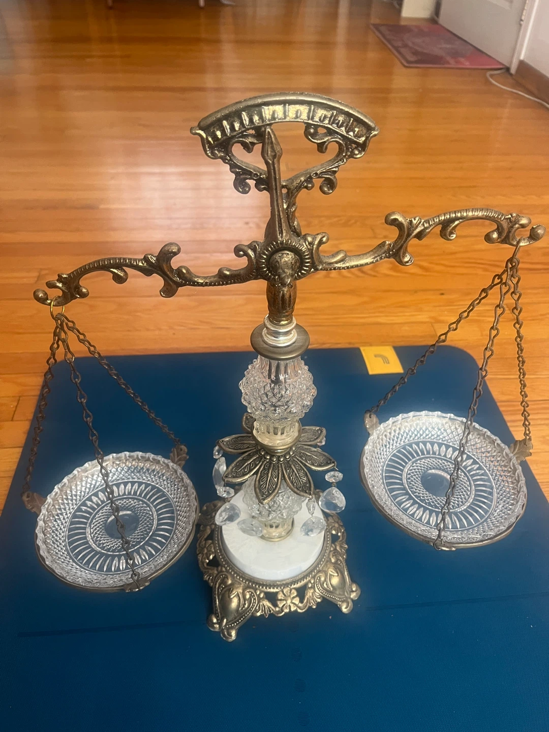 Vintage Decorative Brass & Crystal Scale